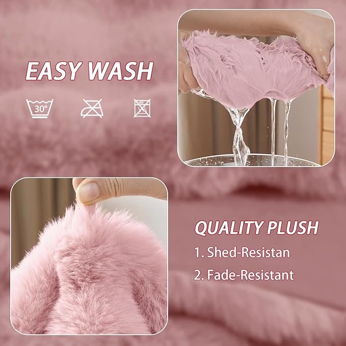 Dog Blanket Ultra Soft Fuzzy Faux Fur Cat Blankets for Indoor Cats Ultra Soft Plush Faux Fur Machine Washable Reversible Pet Throw Protector for Couch Furniture 39"X 30" Pink