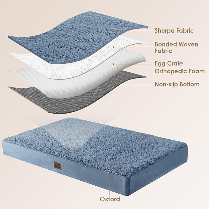 EHEYCIGA Orthopedic XL Dog Beds for Extra Large Dogs with Removable Washable Cover, Spa Blue, 44x32