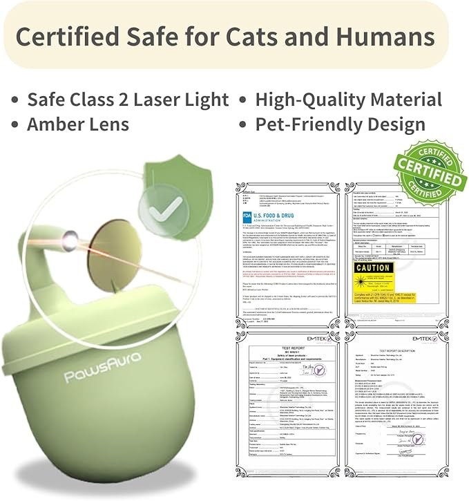 MayMaw Automatic Cat Laser Toy - 360° Self-Balancing Laser with 3 Adjustable Speeds & USB Rechargeable Interactive Toy for Bored Indoor Cats (White)