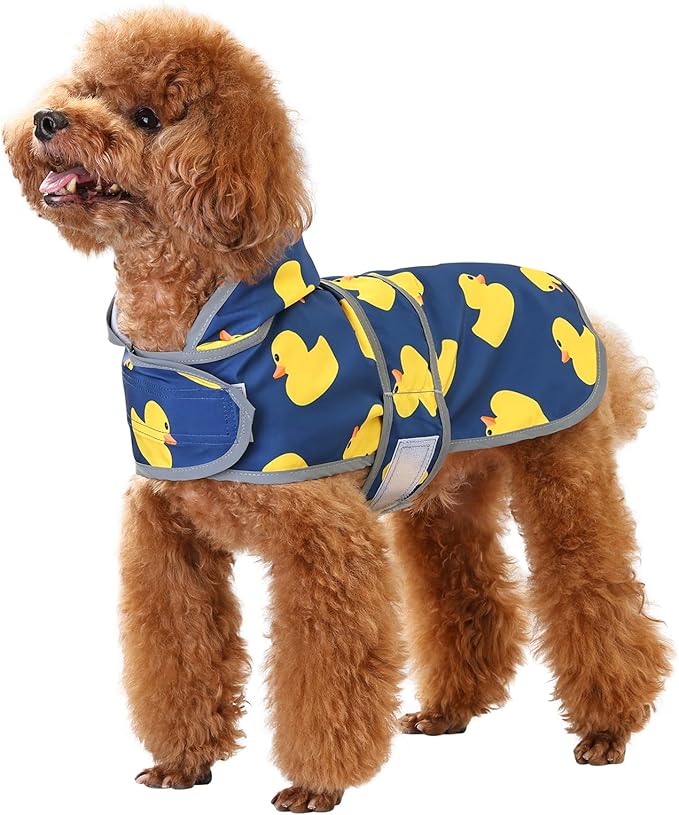 Dog Raincoat Hooded,Waterproof Rain Coat for Dogs with Adjustable Belly Strap,Reflective Strips, Lightweight Slicker Poncho Rain Jacket for Small Medium Large Dogs
