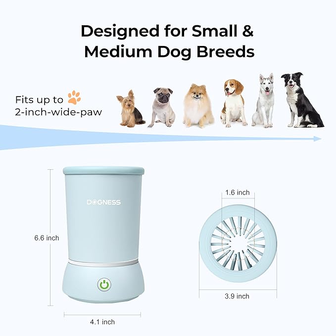 DOGNESS W01 Automatic Dog Paw Cleaner for Small to Medium Dogs (Light Blue)