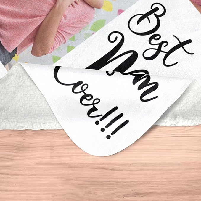 Personalized Blanket with Photo, Custom Blanket with Picture, Customized Photo Blankets, Customizable Blankets, Personalized Best Mom Ever Gifts for Mom, Baby, Kid