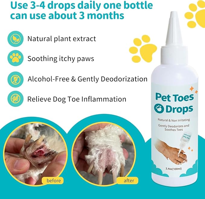 Dog Paw Cleaning Solution, Dog Paw Cleaner, 3.4 FL Oz Pet Paw Cleaner, Pleasant Smell Dog Foot Cleaner, No Rinse Dog Paw Washer, Deep Clean Paw Cleaner for Dogs and Cats