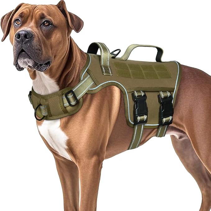 Dog Harness for Large Dogs Heavy Duty, No Pull Tactical Dog Harness with Molle System, Easy On and Off Service Dog Vest, Breathable Padded, Adjustable Reflective Pet Vest for Walking Hiking Training