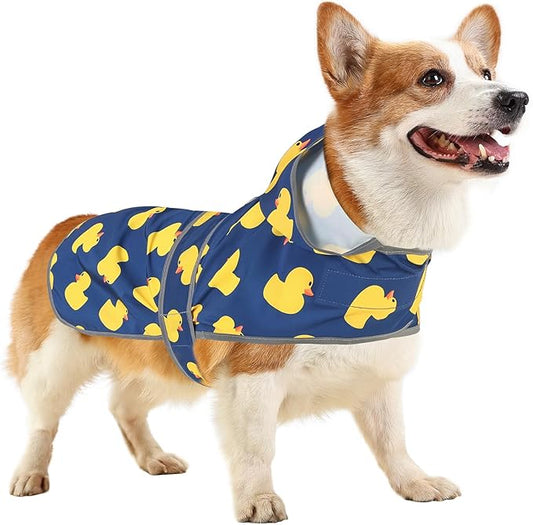 Dog Raincoat Hooded,Waterproof Rain Coat for Dogs with Adjustable Belly Strap,Reflective Strips, Lightweight Slicker Poncho Rain Jacket for Small Medium Large Dogs