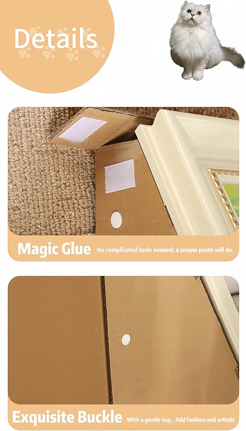 Horizontal Oil Painting Cat Scratcher& Bed - Durable Art Frame with Replaceable Art, Cat House for Indoor Cats Simple-Assembled Bed Creative Home Decoration(Starry Night &Sunflower)