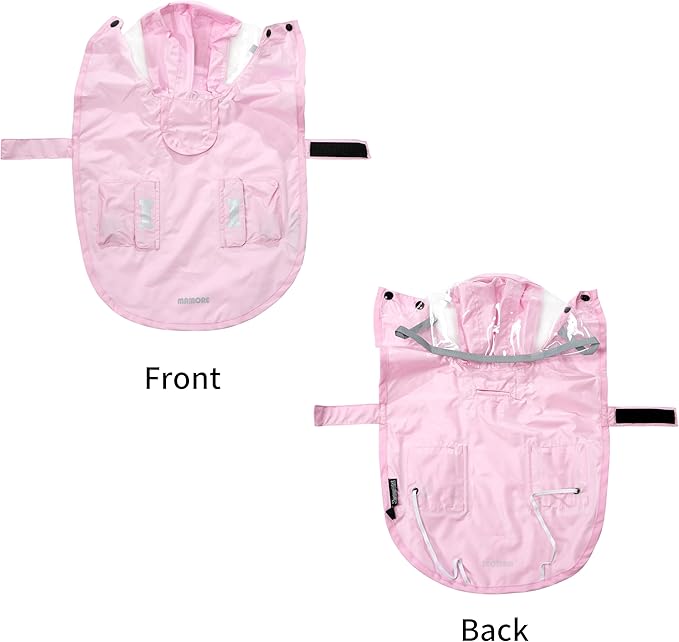 Waterproof Dog Raincoat, Adjustable Reflective Lightweight Pet Rain Clothes with Poncho Hood (Light Pink, Large)
