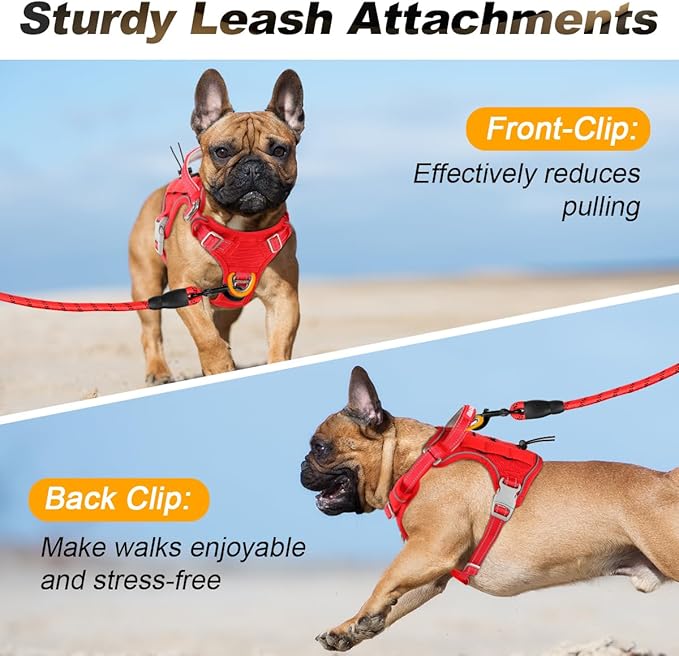 BARKBAY Service Dog Vest Tactical Dog Harness Medium Large Sized Dog Tags Personalized No Pull Adjustable Harness Reflective K9 Working Training Easy Control Military Molle System(Red,S)