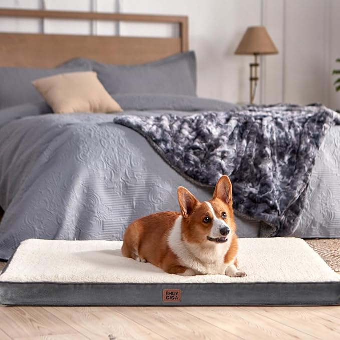 EHEYCIGA Orthopedic Dog Beds, Egg Crate Dog Bed Pet Mat with Washable Removable Cover, All Size Dogs