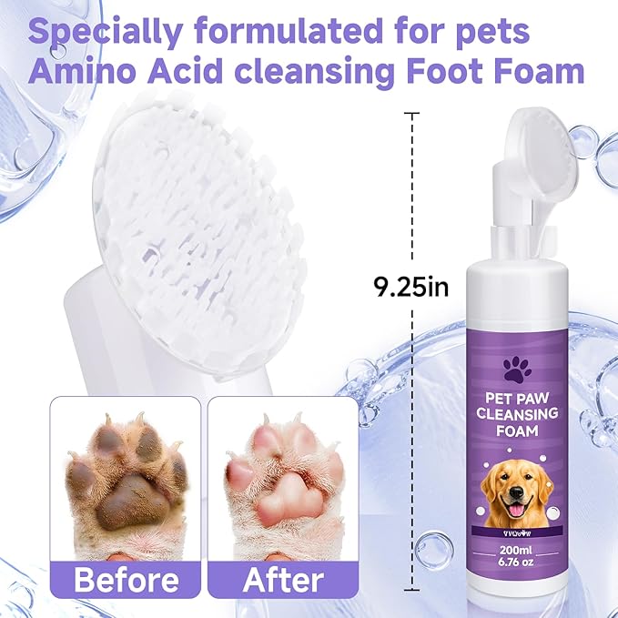 Dog Paw Cleaner Kit – Paw Cleaning fo rall Dogs & Puppy Silicone Scrubber Brush – pH Balanced Gentle No-Rinse Wash Scrubber,