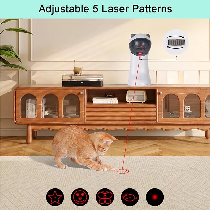 TBTeek Cat Toy Automatic Motion-Activated, USB Rechargeable, 5 Fun Patterns, Random Rotating Trajectory, 4 Speed Modes, Adjustable Light Angles for Indoor Cat Kitten Dog