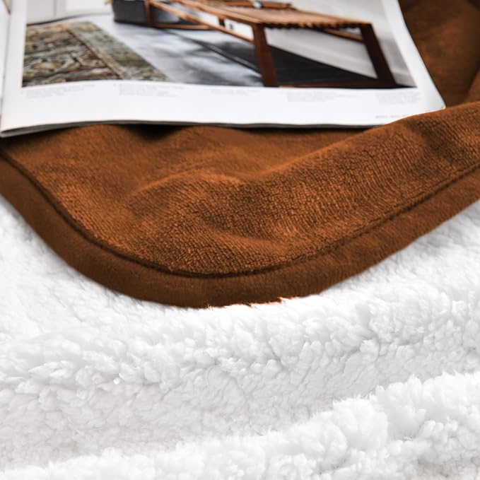 Waterproof Blanket for Bed Couch Sofa, Soft Liquid Pee Proof Pet Blanket for Dog Puppy Cat, Reversible Sherpa Fleece Furniture Protector (Caramel, 50x60 inches)