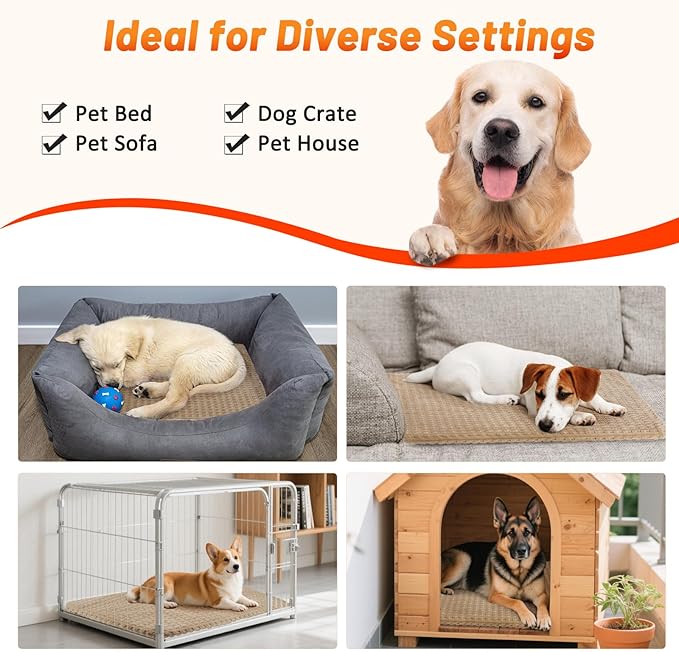 Cat Heating Pad, Waterproof Heated Cat Dog Bed with Adjustable Temperature & Timer, Electric Pet Mat for Indoor Cats Dogs, Chew Resistant Steel Cord（Extra Large : 47"x28" Brown）