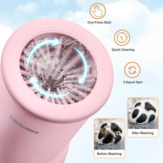DOGNESS W01 Automatic Dog Paw Cleaner for Small to Medium Dogs (Pink)