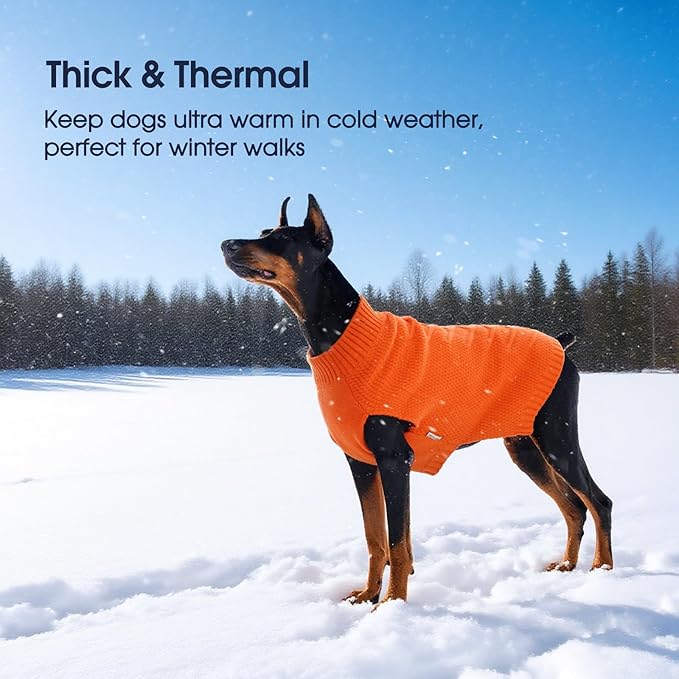 IECOii Great Dane Sweater, 5XL Dog Sweater for Extra Large Dogs, XXXXXL Dog Sweaters Christmas, Warm Winter Sweaters for Male Female Dogs, Pullover Giant Breed Knitwear, Orange - 5XL
