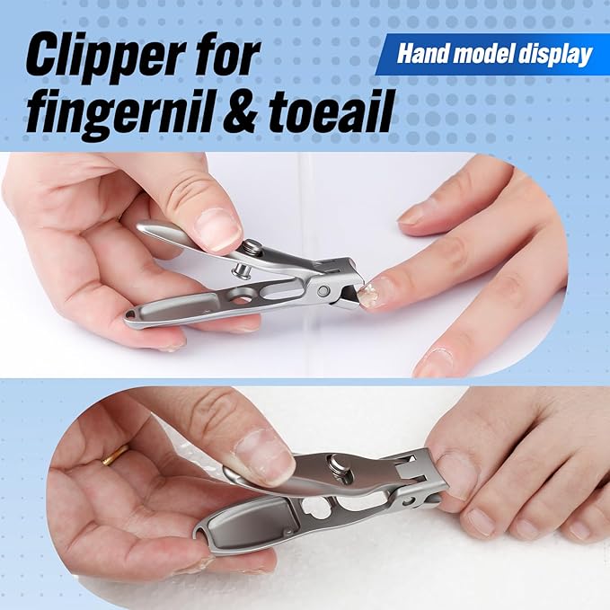 German Nail Clippers, Premium Stainless Steel Wide Jaw Anti Splash Design,Ultra Sharp Heavy Duty Clippers with Ergonomic Lever,Perfect for Men,Women, and Seniors(Silvery)