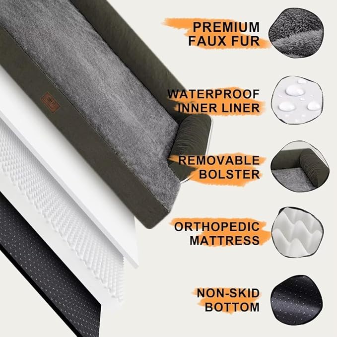 Small Dog Bed Orthopedic Washable Cat Bed Memory Foam Small Couch Sofa Indoor Comfy Pet Beds with Waterproof Removable Cover & Non-Slip Bottom