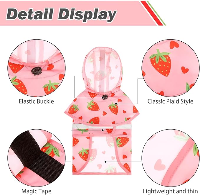 KOOLTAIL Dog Raincoat Hooded Slicker Poncho with Leash Hole, Dog Raincoat for Small Medium Dogs, Waterproof Pet Rain Jacket with Reflective Strip, Adjustable Breathable Puppy Rainwear