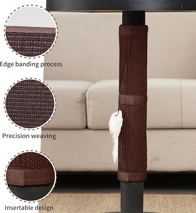 JanYoo 2 Pieces Cat Scratcher Mat for Table Leg Sisal Cat Scratching Pad Scratch Mat for Cat Scratch Pad Rug 19.69 × 9.84 in(Brown)