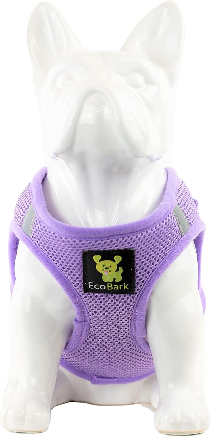 EcoBark Step in Dog Harness - Eco-Friendly Dog Harnesses for Small and Medium Breed Dogs - Reflective and Adjustable Body Halter Vest - Soft Mesh Toy Breed Harness (Lavender, XL)