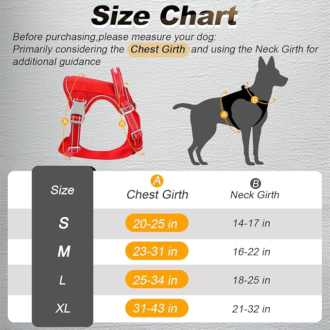 BARKBAY Service Dog Vest Tactical Dog Harness Medium Large Sized Dog Tags Personalized No Pull Adjustable Harness Reflective K9 Working Training Easy Control Military Molle System(Red,L