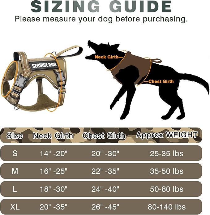 WINSEE Tactical Dog Harness, No Pull Dog Harness for Medium Large Dogs with Handle & Molle, Military Service Dog Vest Harness in Training Pet Harness for Small Dogs