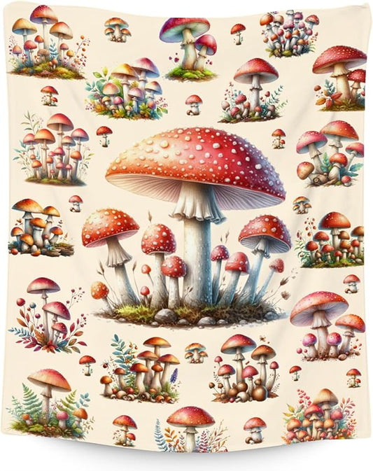 Kids Blankets Gifts Mushroom Blanket for Girls, 50"x60" Cozy Fleece Throw for Girls Daughter Teens Adults