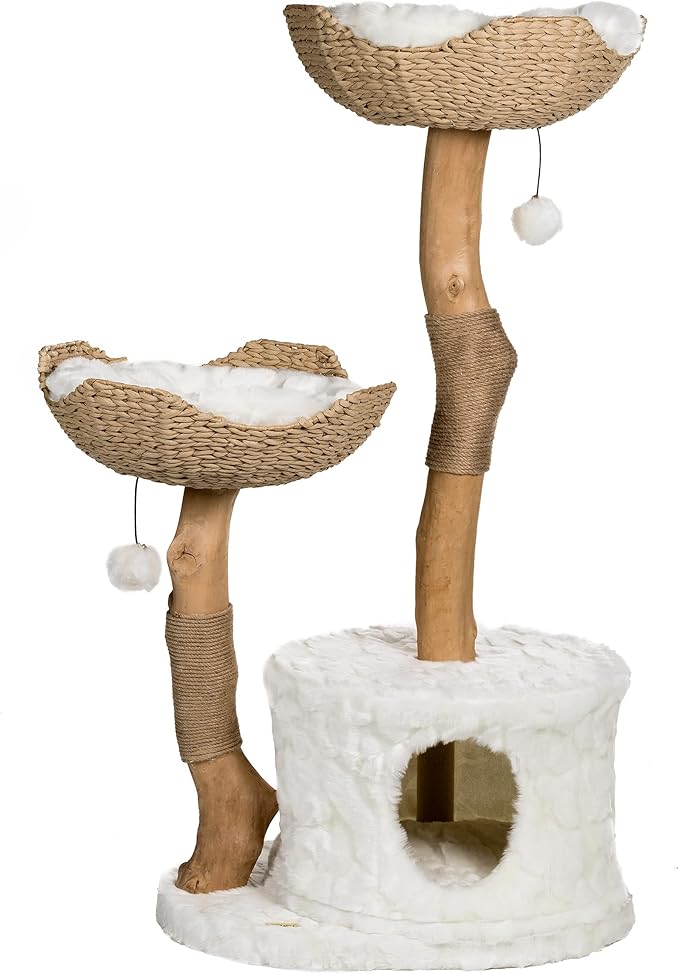 Modern Cat Tree Tower, Real Branch luxury Cat Condo, Wood Cat Tower, Cat Scratching Tree, Cat Condo, Cat Lover Gift, Luxury Cat, Cat Gifts by Mau Lifestyle
