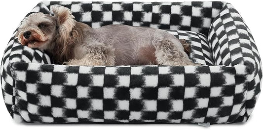 JOEJOY Small Dog Bed for Small Dogs, Rectangle Washable Orthopedic Corduroy Fleece Pet Bed with Removable Zipper Cover, Cute Soft Calming Puppy Bed with Non Skid Bottom