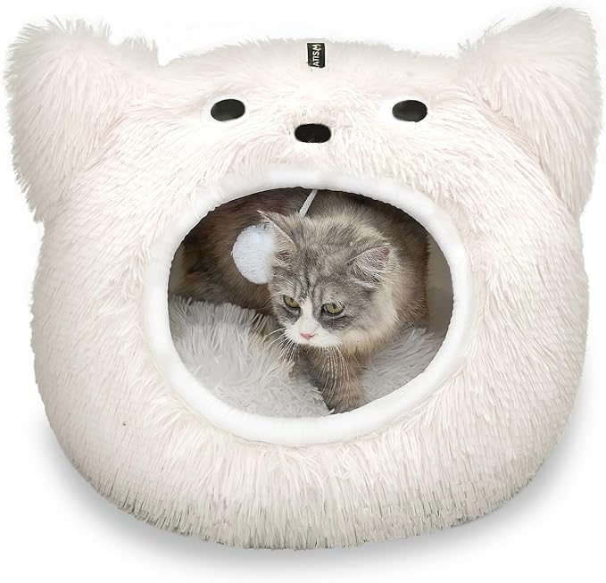 CATISM Cat Bed, Cat Beds for Indoor Cats, Cats Bed Cave for Indoor, Cozy Hooded Beds with Soft Cushion, Removable Washable
