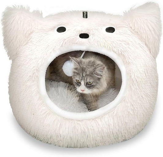 CATISM Cat Bed, Cat Beds for Indoor Cats, Cats Bed Cave for Indoor, Cozy Hooded Beds with Soft Cushion, Removable Washable