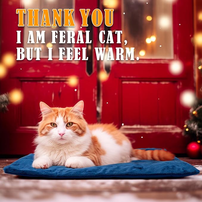 Kiroto Outdoor Pet Heating Pad for Cat Dog, Heated Mat with Waterproof Cover and Automatic Temperature Control, Suitable for Cat Houses, Dog Houses, Small Beds, Porches, 27" X 16",Blue