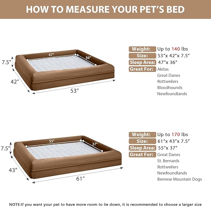 WNPETHOME Giant Dog Bed, Washable Dog Couch with Removable Waterproof Cover, Orthopedic Large Pet Sofa Bed with Bolster Sides for Sleeping