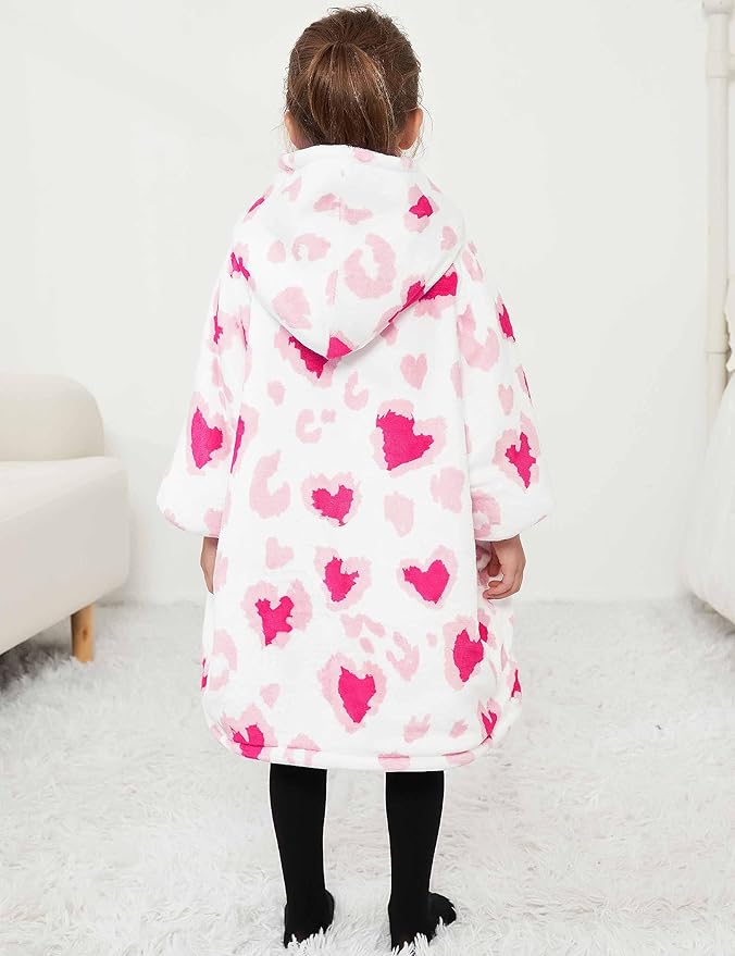 KFUBUO Wearable Blanket Hoodie for Kids Toddlers Sherpa Blanket Sweatshirt With Pocket Cute Hoodies 2-6 Year Old Girl Boy Gifts for Kids