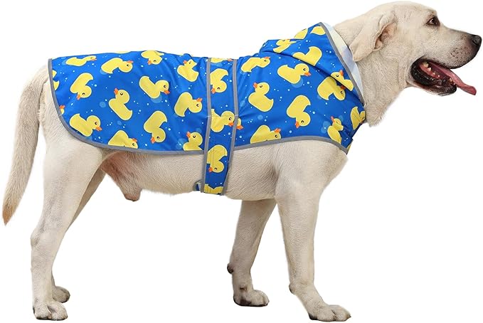 Dog Raincoat Hooded,Waterproof Rain Coat for Dogs with Adjustable Belly Strap,Reflective Strips, Lightweight Slicker Poncho Rain Jacket for Small Medium Large Dogs