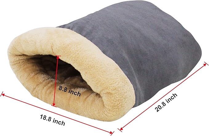 4 in 1 Self Warming Burrow Cat Bed, Pet Hideway Sleeping Cuddle Cave (Gray)