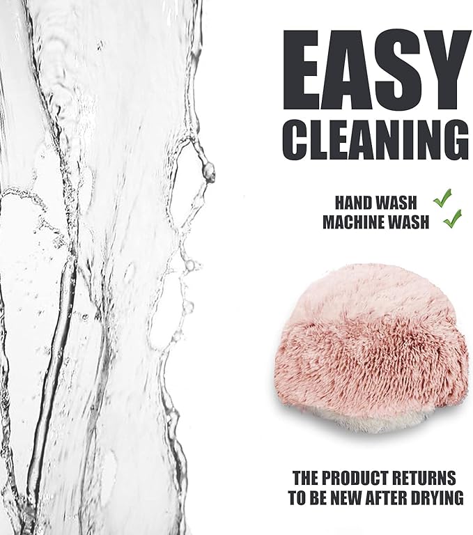 ShinHye Cozy Cat Bed - Round Plush Fluffy Hooded Cave, Indoor/Outdoor, Waterproof & Washable, Calming Anti-Anxiety Design - 23x23inch, Pink