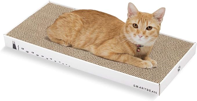 Cardboard Scratcher Pad Scratching post:Smartbean Cat Scratch Pad,Cat Scratching Post with Durable&High Density Cardboard, Indoor Toy for Cat, Double-sided Design For double life (16.5x7.9x1.2 inches)
