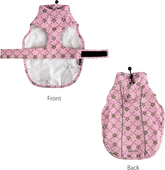 Adjustable Waterproof Dog Raincoat for Dogs,Lightweight Pet Rain Jacket Puppy Clothes with Reflective Strip for Small Medium Large Dogs(XX-Large,Gold Cheery Blossoms Pink)