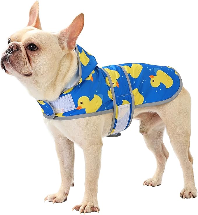 Dog Raincoat Hooded,Waterproof Rain Coat for Dogs with Adjustable Belly Strap,Reflective Strips, Lightweight Slicker Poncho Rain Jacket for Small Medium Large Dogs