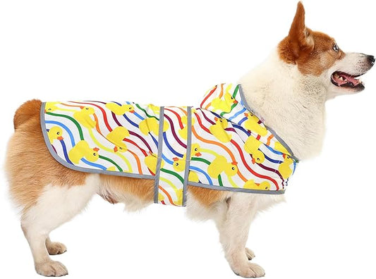 Dog Raincoat Hooded,Waterproof Rain Coat for Dogs with Adjustable Belly Strap,Reflective Strips, Lightweight Slicker Poncho Rain Jacket for Small Medium Large Dogs