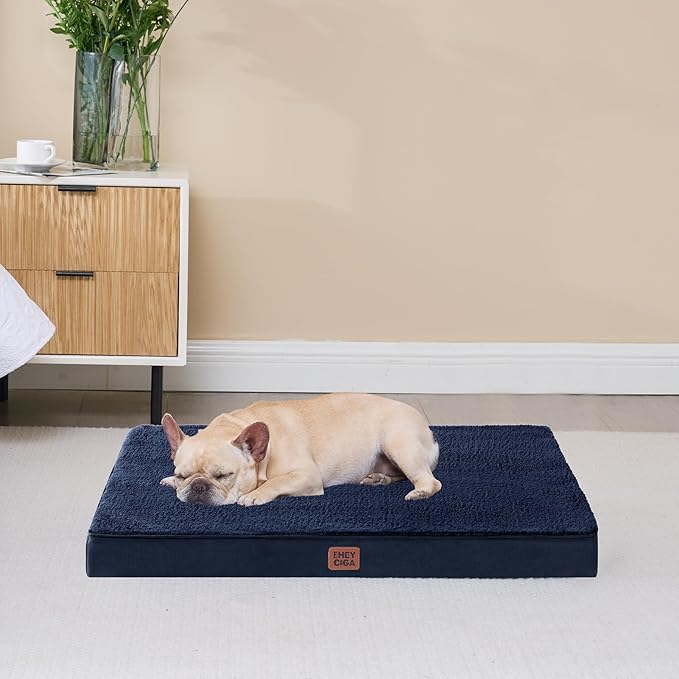 EHEYCIGA Orthopedic XXL Dog Beds for Jumbo Dogs with Removable Washable Cover for Crate, Navy, 47x29