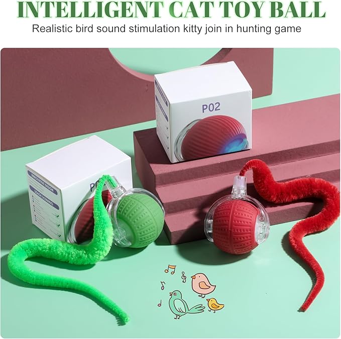 NVTED 2 PCS Interactive Cat Toys for Indoor Cats, Fast Rolling on Carpet Flash and Motion Activated Cat Balls for Bored Indoor Cats