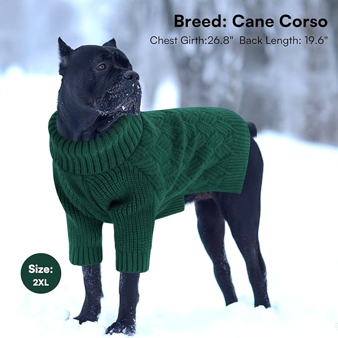 SUNFURA Dog Sweater Large Size Dogs, XL Dog Sweaters for Winter, Extra Large Breeds Girl Boy Pullover, Pet Knitted Knitwear Fall Sweatshirt for Pitbull, Labrador Retriever, Green X-Large
