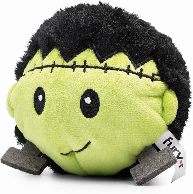 Flourish Pets 2 in 1 Halloween Multi-Layer Chew Toy for Active Dogs | Non-Toxic BPA Free Double Stitched Soft Fabric Exterior Dog Toys | Long-Lasting Dog Plush Toys– Frankenstein 3.5"