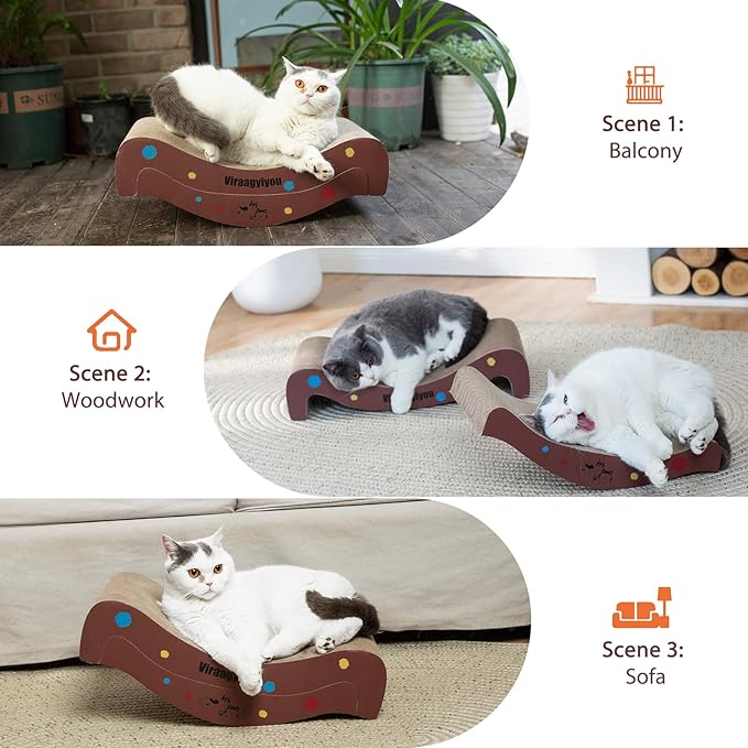 Cat Scratcher Cardboard Scratch Pad for Cats Infinity Scratchers for Indoor Cats Kitten Scratching Post as Beds Board & Furniture Reversible Couch