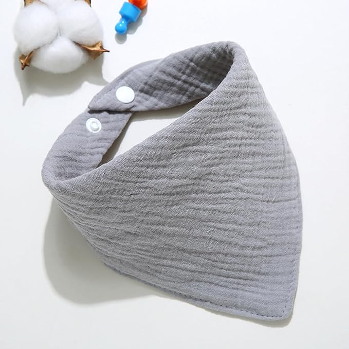 Dog's Bandanas Solid Color Cotton Pet Scarf with Adustable Button,Dark Gray,Large