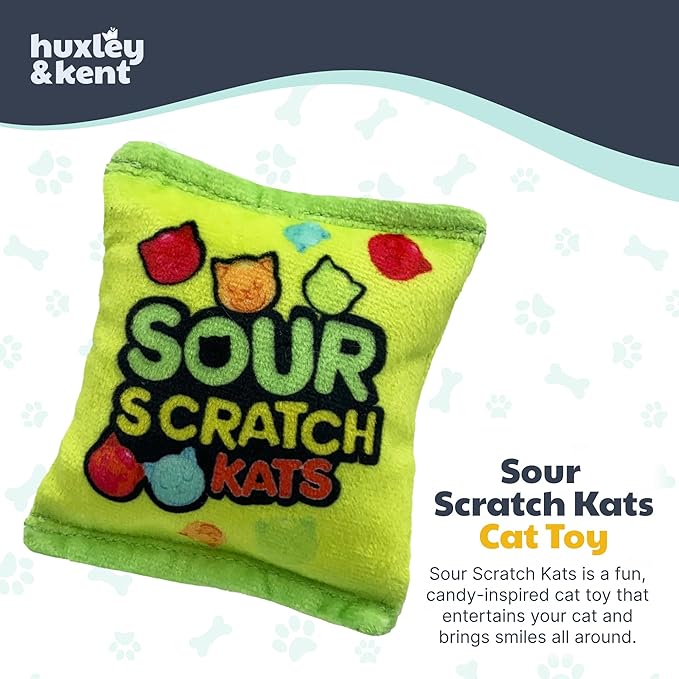 Huxley & Kent Plush Cat Toy - Interactive Catnip Toy for Cats & Kittens - Soft with Crinkle & Catnip - Fun Indoor Play - Sour Scratch Kats