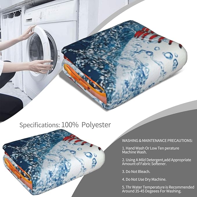 Baseball Printed Throw Blankets Lightweight Plush Fuzzy Cozy Soft Bedding, Fleece Throw Blankets All Season for Sofa Couch Bed 50x60 inches