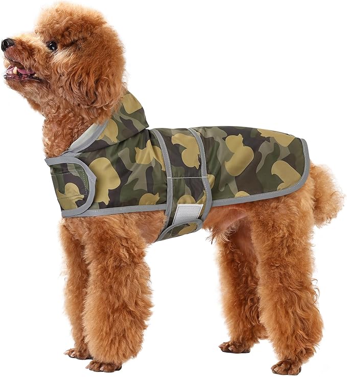 Dog Raincoat Hooded,Waterproof Rain Coat for Dogs with Adjustable Belly Strap,Reflective Strips, Lightweight Slicker Poncho Rain Jacket for Small Medium Large Dogs